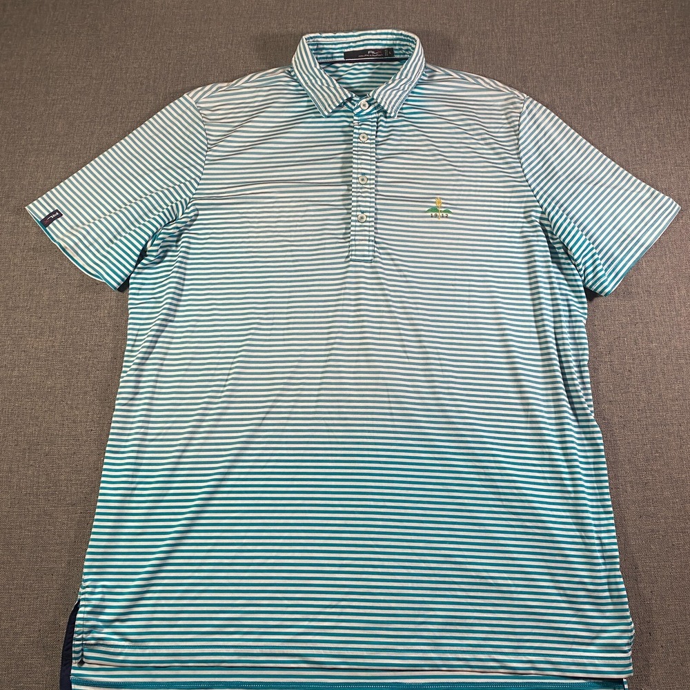 RLX Ralph Lauren Golf Polo Shirt Mens Size XL Blue Striped Performance
